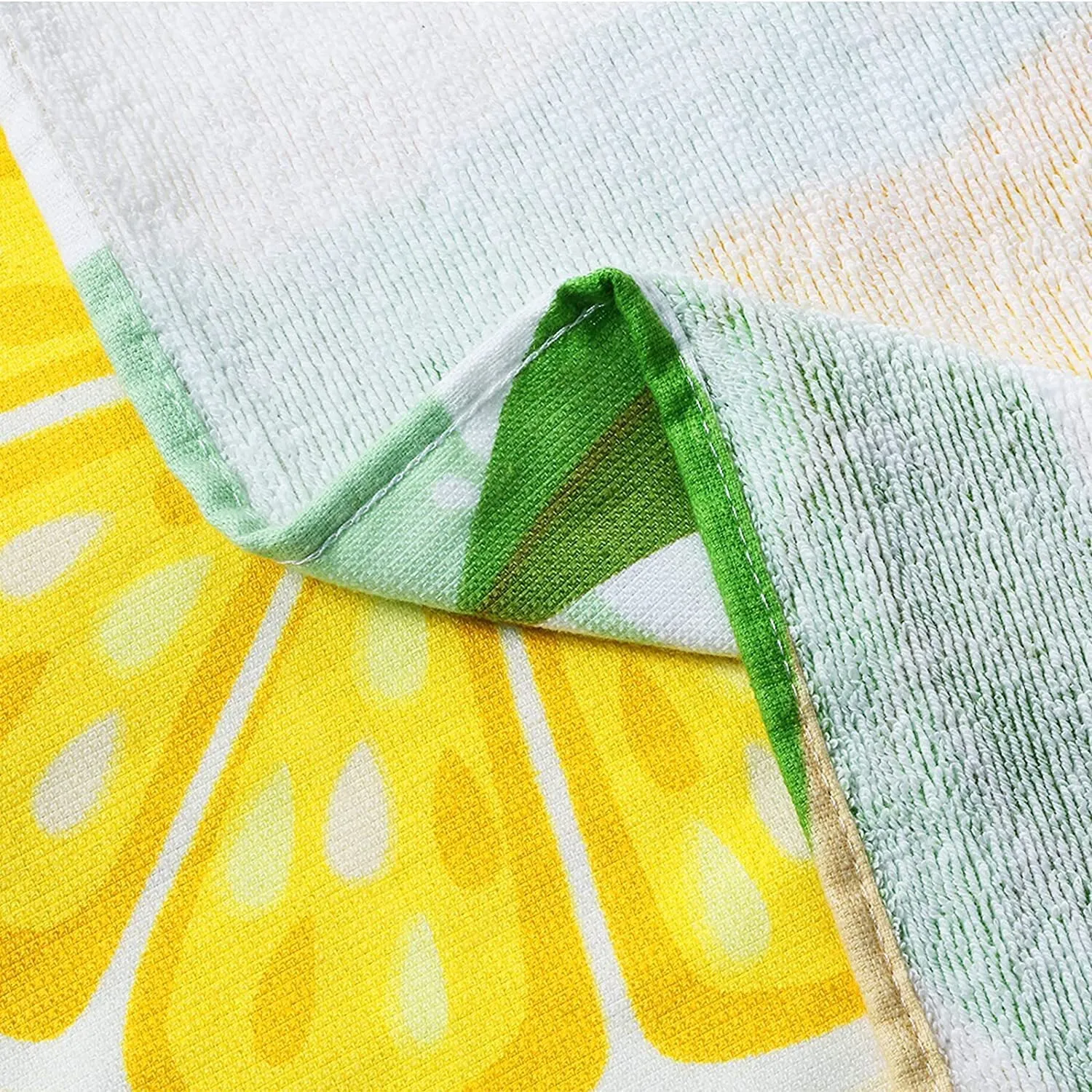 Whale Flotilla 4 Packs 100% Cotton Beach Towel (35x70 Inch), Oversized Soft Absorbent Camping Pool Travel Towel with Stripe Fruit Pattern for Kids and Adults (Lemon)
