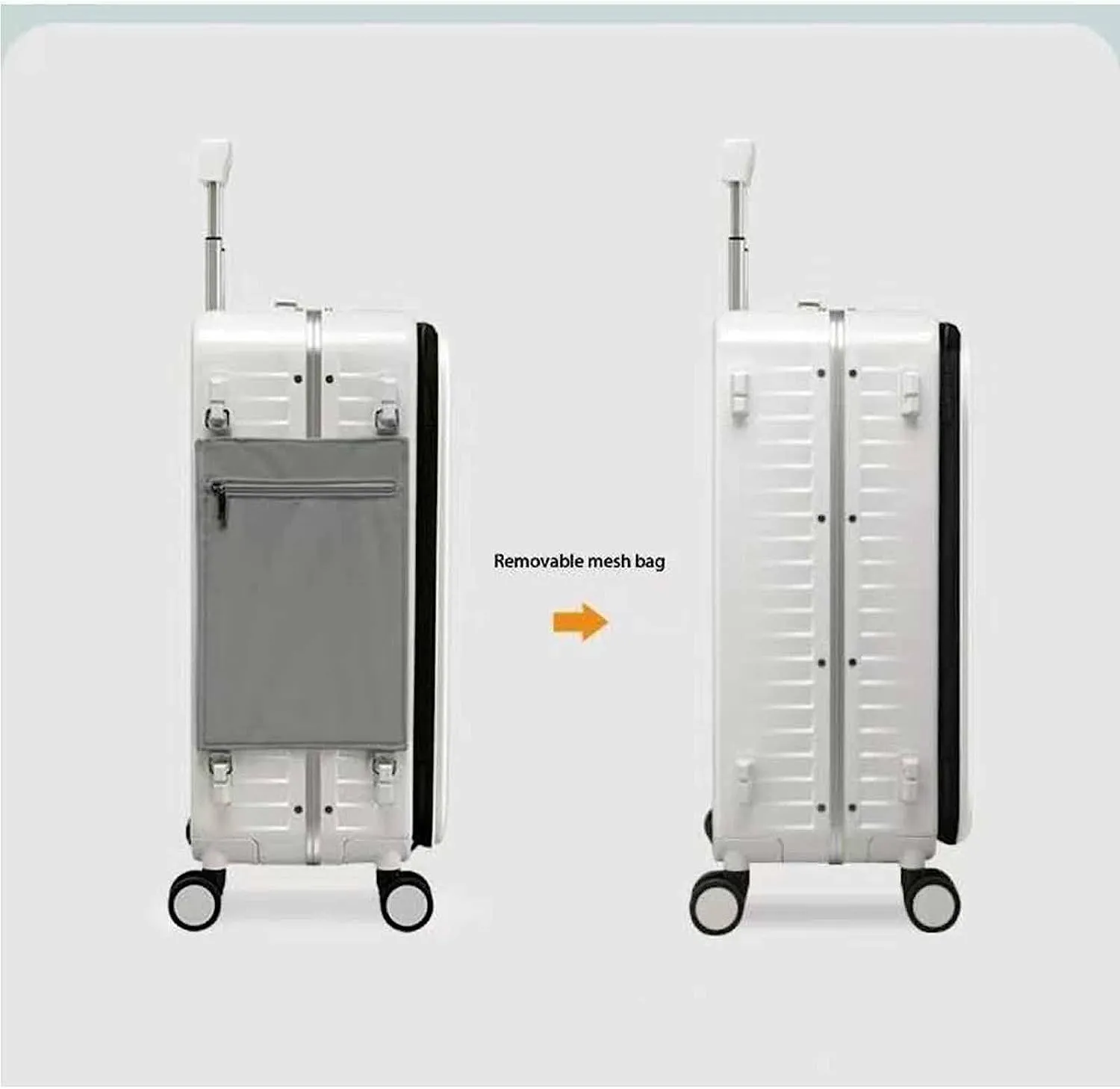 Wheeled Suitcase, Large Capacity Carry-on Luggage, Detachable Side Bag Design Suitcase, Code Lock,Silver-24 inches (Silver 20 inches)