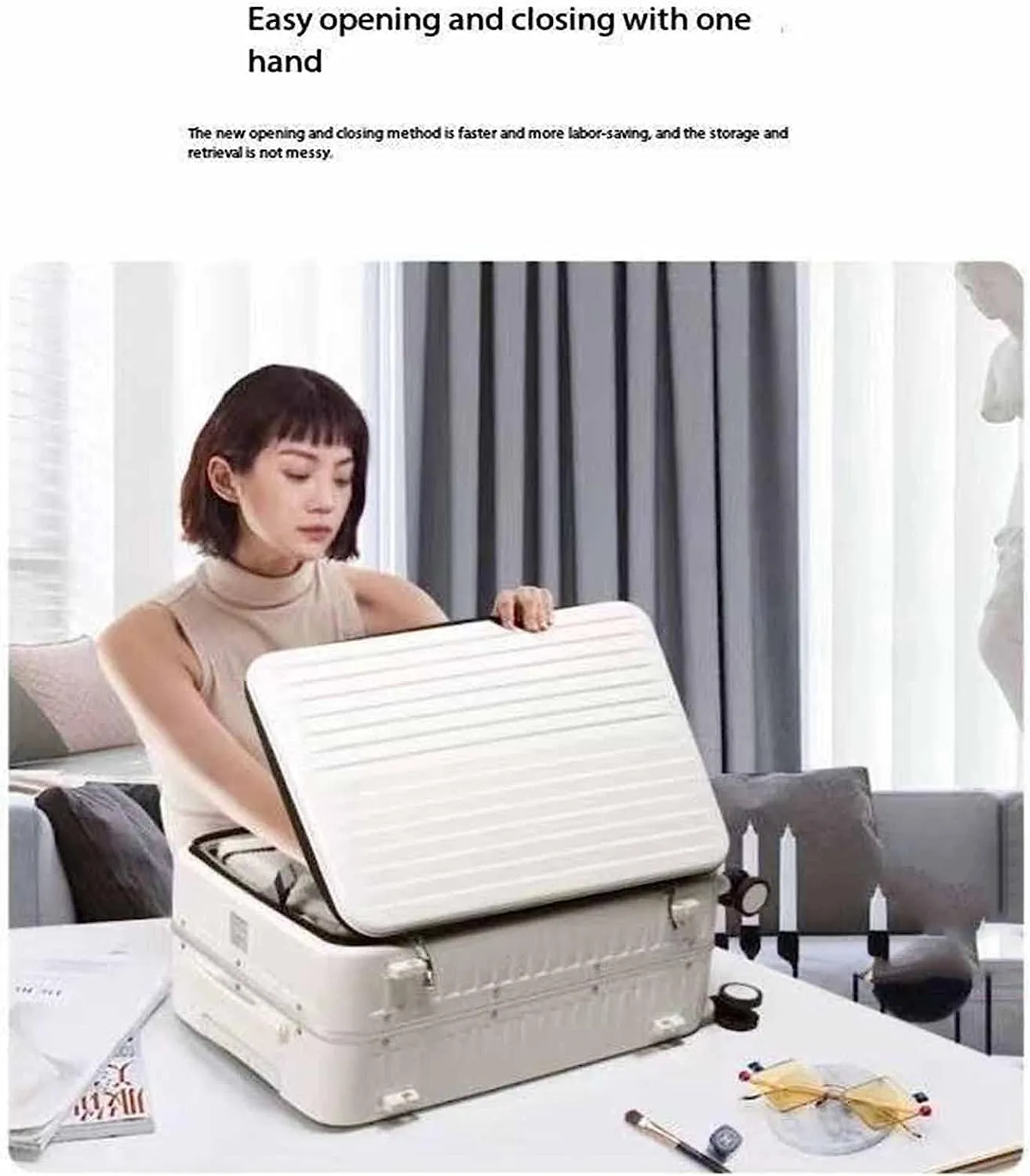 Wheeled Suitcase, Large Capacity Carry-on Luggage, Detachable Side Bag Design Suitcase, Code Lock,Silver-24 inches (Silver 20 inches)
