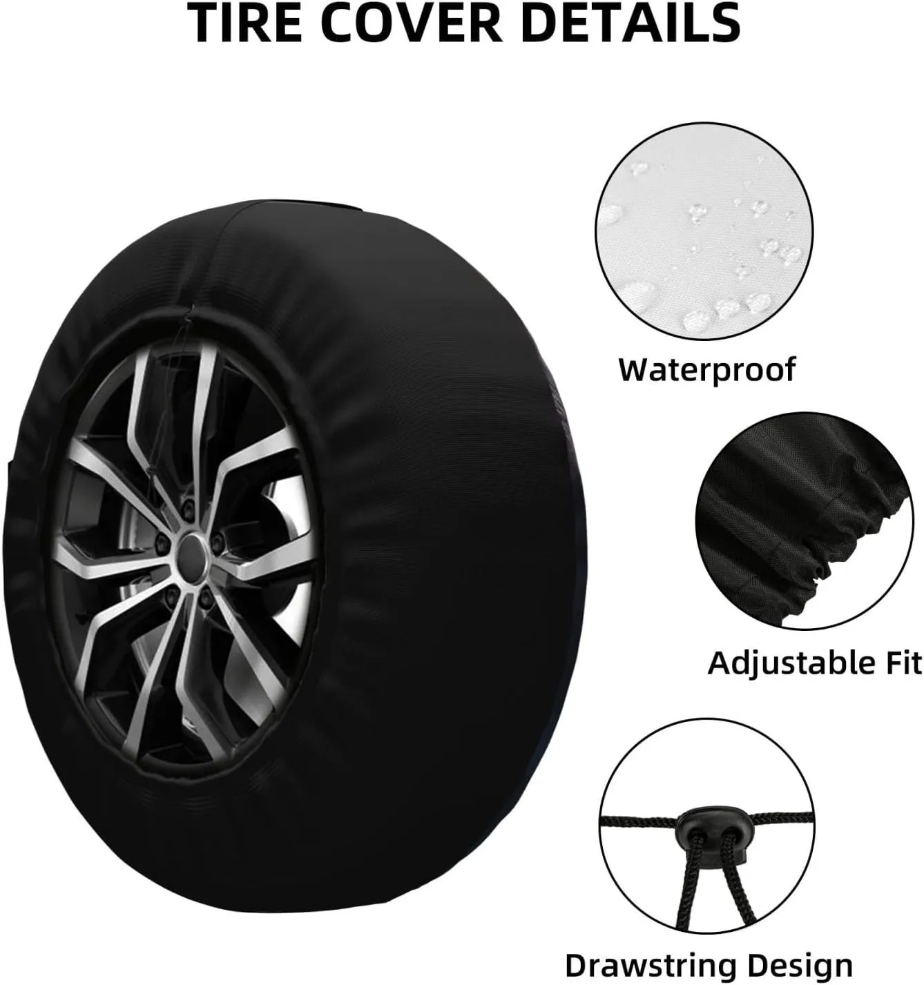 White Otter Tire Cover Outdoor Waterproof Snow Sun Rain Wheel Cover Portable Wheel Bags Camper Spare Tire Cover Universal Car Tire Protectors for Trailer RV SUV