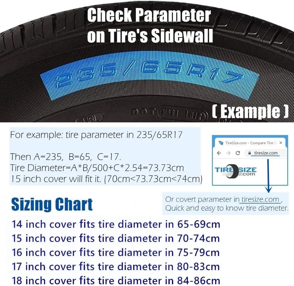 White Spare Tire Cover, Wheel Cover PVC Leather Waterproof Dust-Proof Universal Fit for Jeep, Trailer, RV, SUV and Camper (14 Inch)