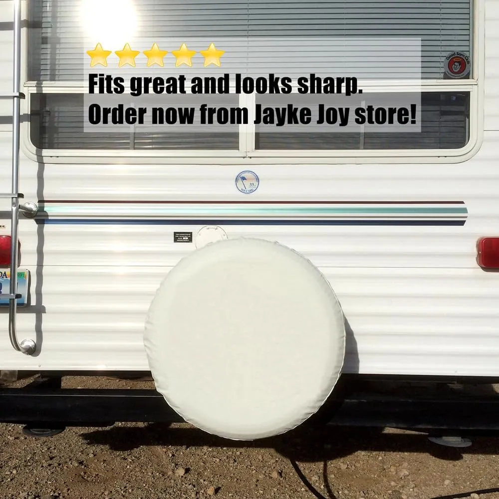 White Spare Tire Cover, Wheel Cover PVC Leather Waterproof Dust-Proof Universal Fit for Jeep, Trailer, RV, SUV and Camper (14 Inch)
