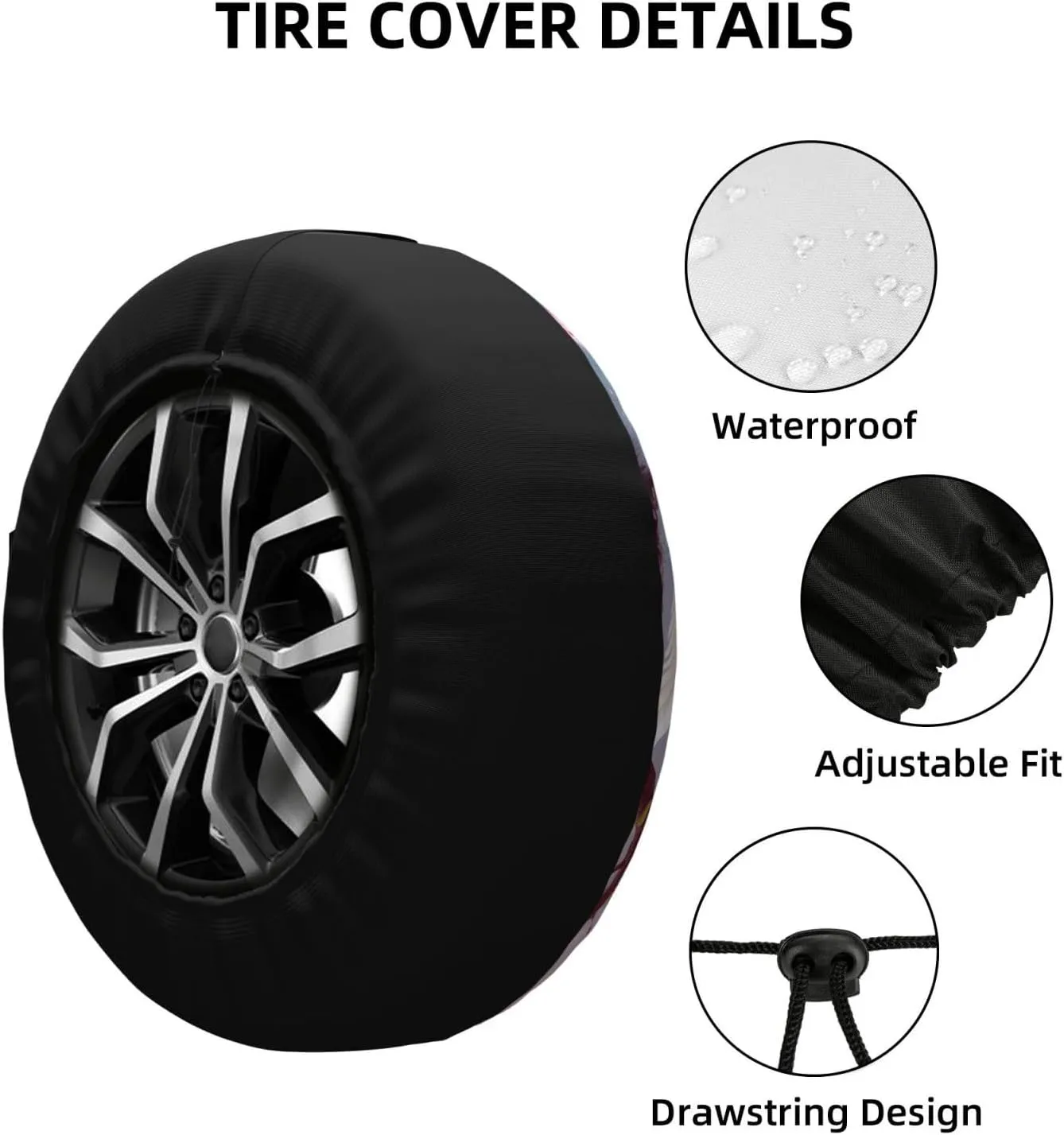 White Swans with Floral Tree Tire Cover Outdoor Waterproof Snow Sun Rain Wheel Cover Portable Wheel Bags Camper Spare Tire Cover Universal Car Tire Protectors for Trailer RV SUV