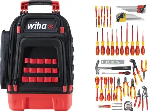 Wiha 91872 59 Piece Master Electrician's Insulated Tool Kit in Heavy Duty Backpack