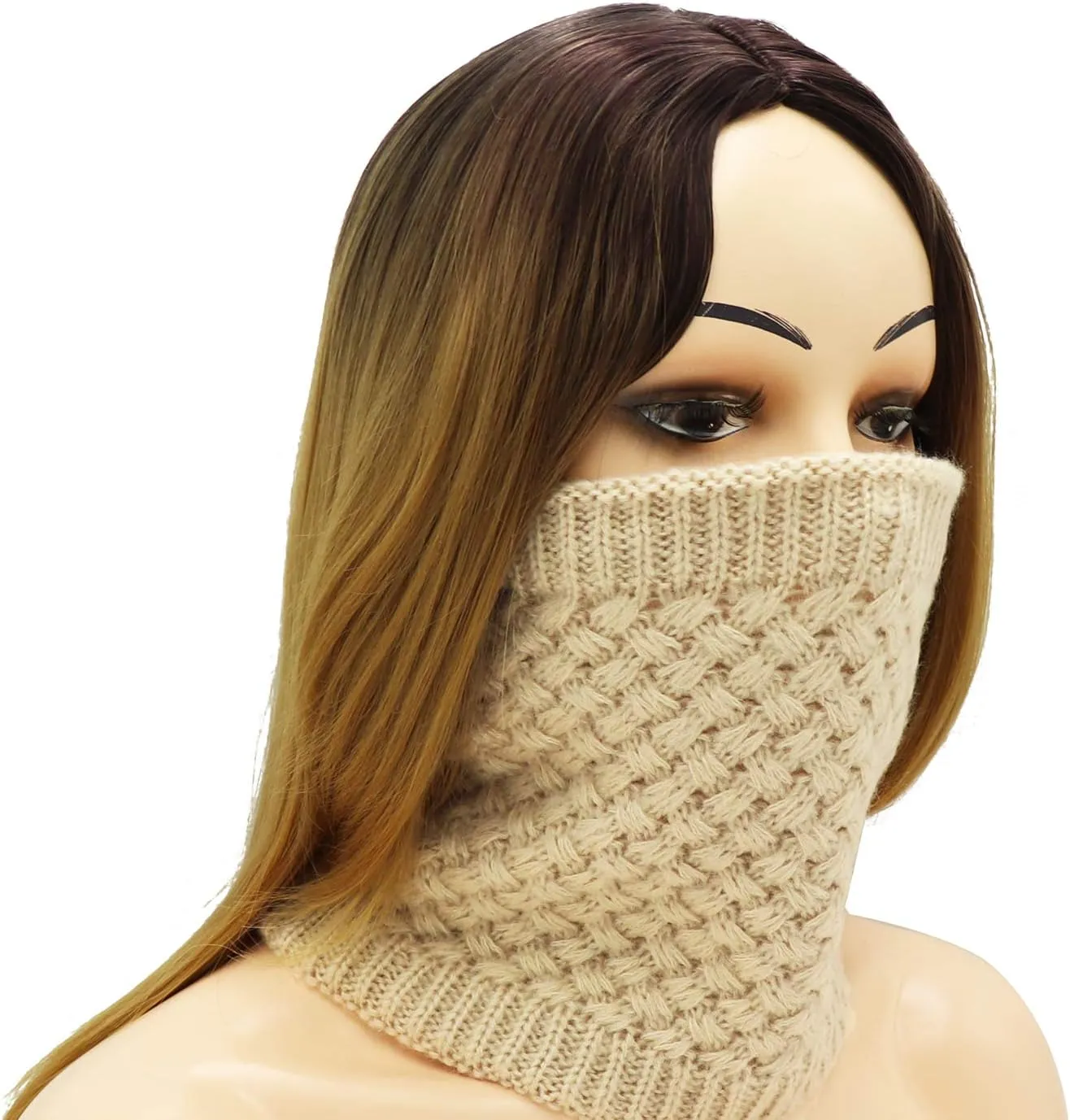 Winter Fleece Lined Knitted Neck Warmer Scarf Neck Gaiter for Women Mens Teens