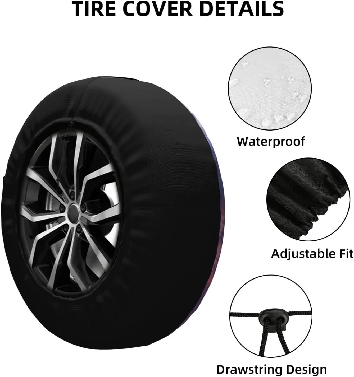 Winter Landscape Tire Cover Outdoor Waterproof Snow Sun Rain Wheel Cover Portable Wheel Bags Camper Spare Tire Cover Universal Car Tire Protectors for Trailer RV SUV