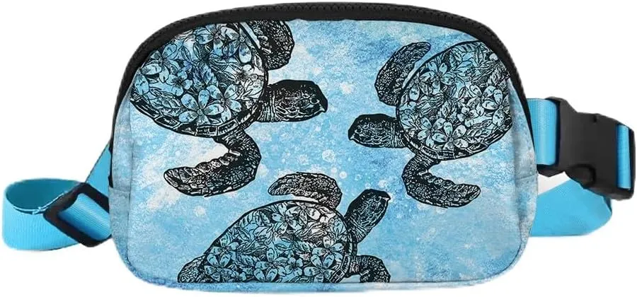 WIRESTER Unisex Waist Belt Bag with Adjustable Strap, Fashionable Crossbody Fanny Pack Bag For Travel Running Hiking - Ocean Sea Turtles