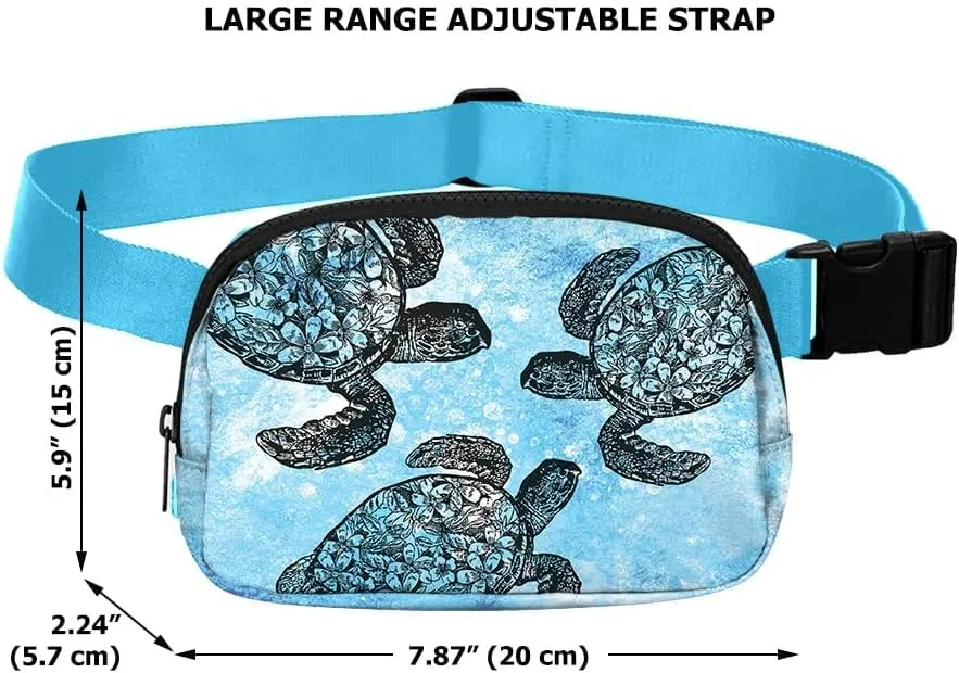 WIRESTER Unisex Waist Belt Bag with Adjustable Strap, Fashionable Crossbody Fanny Pack Bag For Travel Running Hiking - Ocean Sea Turtles