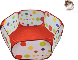 WishLotus Small Animal Playpen, Portable Outdoor Pet Exercise Fence Pop-Up Metal Wire Yard Fences, Foldable Pet Tent Play Pen for Guinea Pig, Hamster, Chinchillas and Hedgehogs, Rabbits (Red)