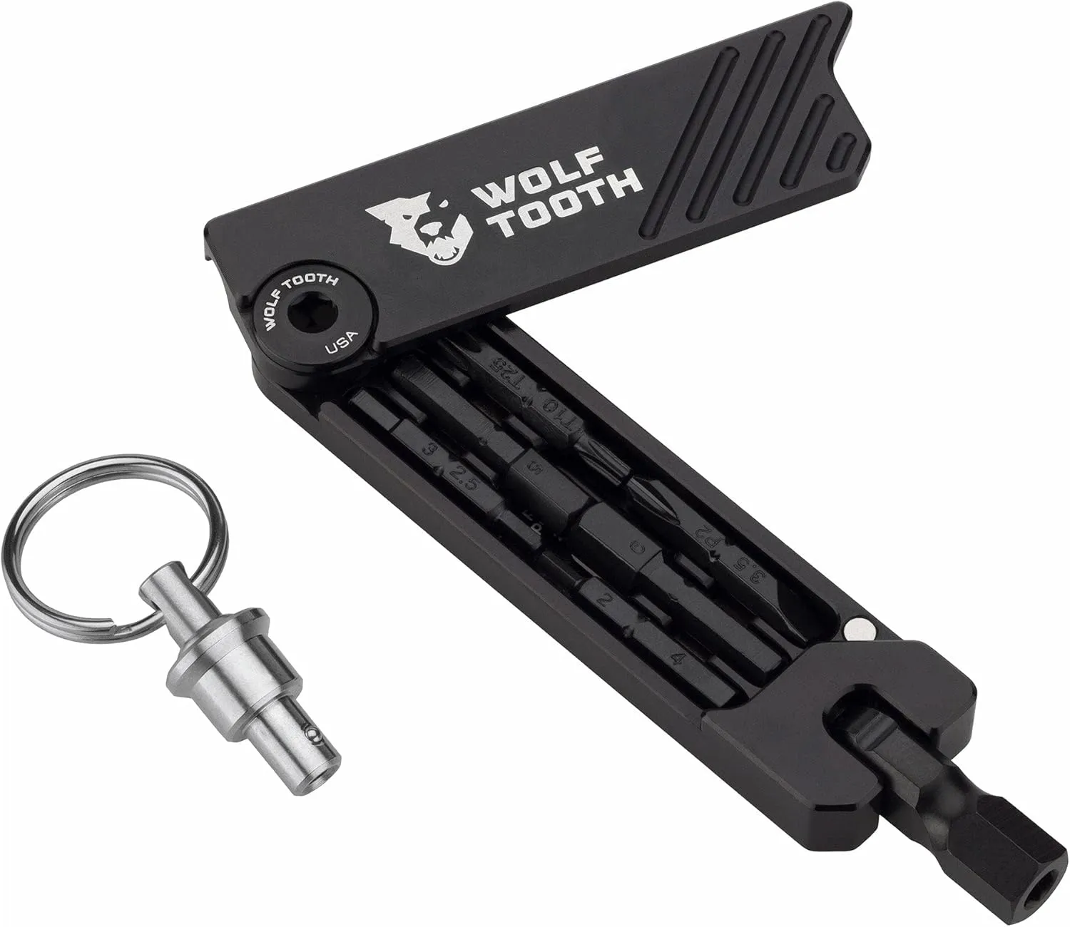 Wolf Tooth Components 6-Bit Hex Wrench Multi-Tool Black Bolt With Keyring, One Size