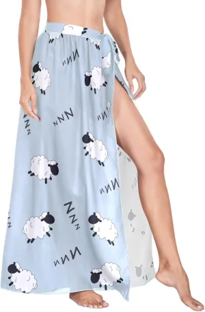 Women Beach Cover Up Sleepy Sheep Bikini Wrap Skirt Sarong Swimsuit M