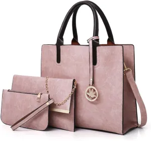 Women Handbags Sets 3 Pcs Large Capacity Handbag Chain Shoulder Bag Clutch Purse