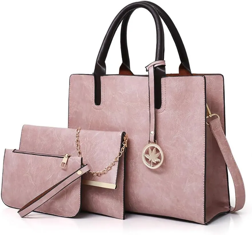 Women Handbags Sets 3 Pcs Large Capacity Handbag Chain Shoulder Bag Clutch Purse