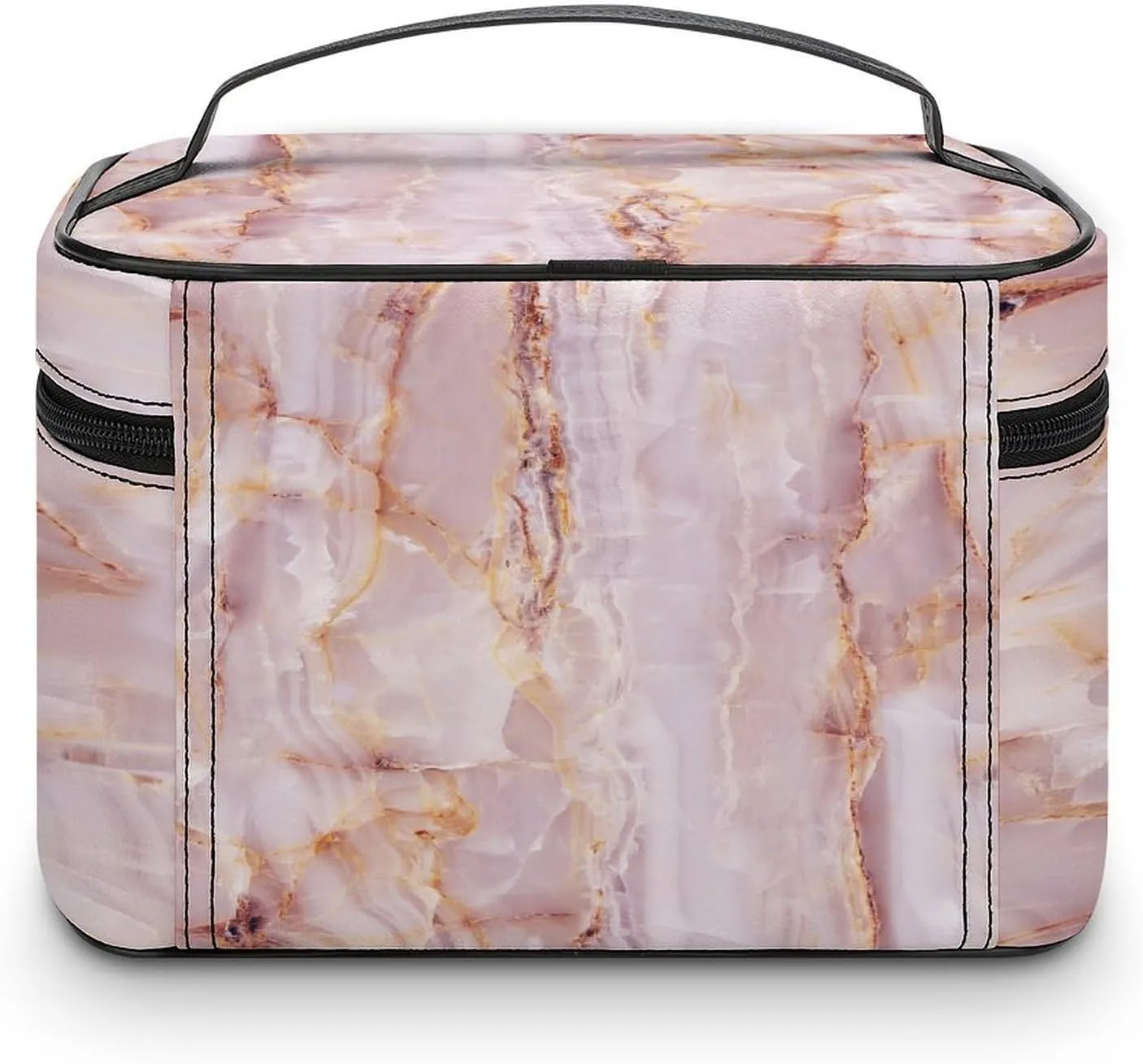 Women Leather Cosmetic Bag, Zipper Makeup Case Purse Holder Pouch Handbag