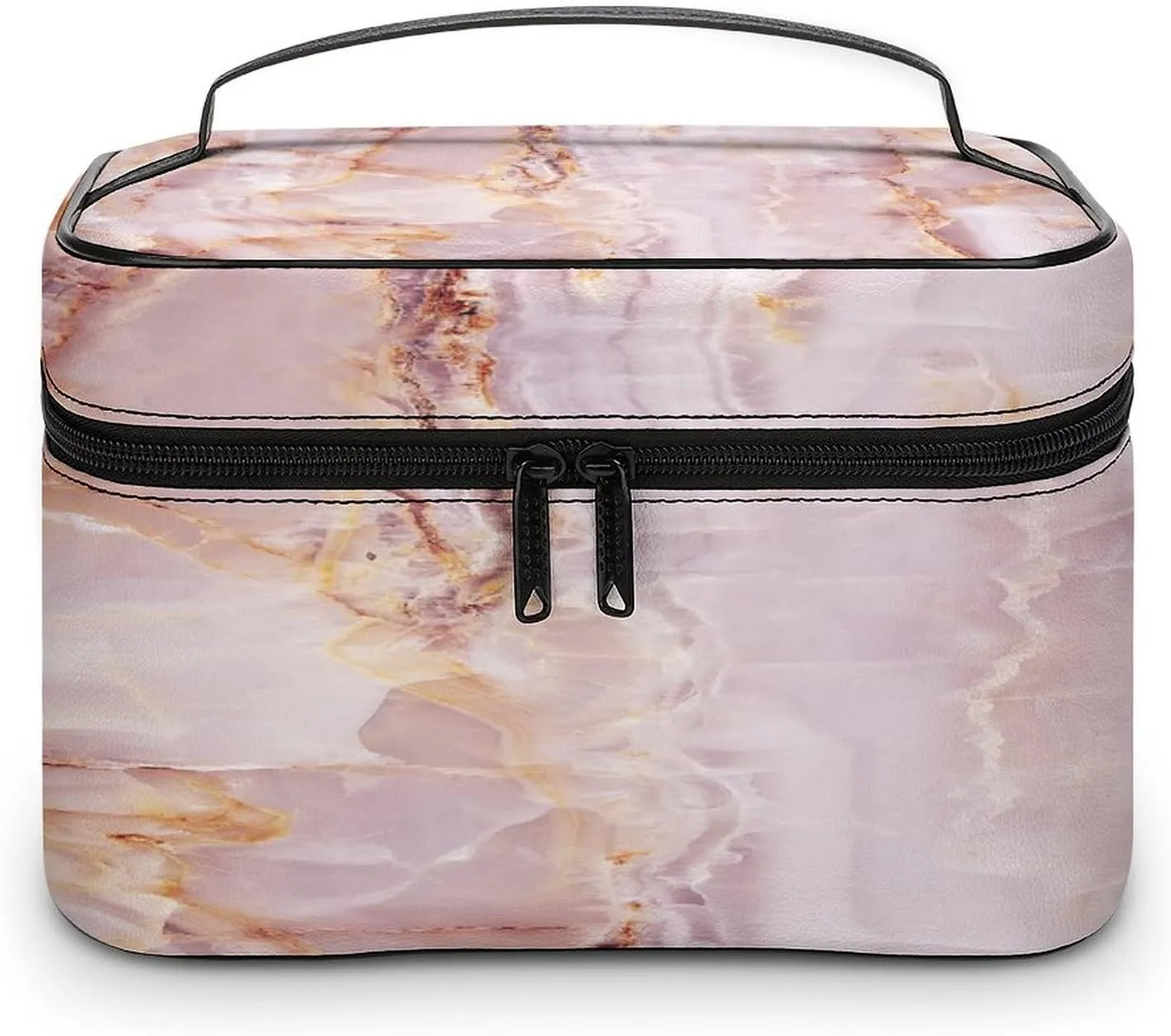 Women Leather Cosmetic Bag, Zipper Makeup Case Purse Holder Pouch Handbag