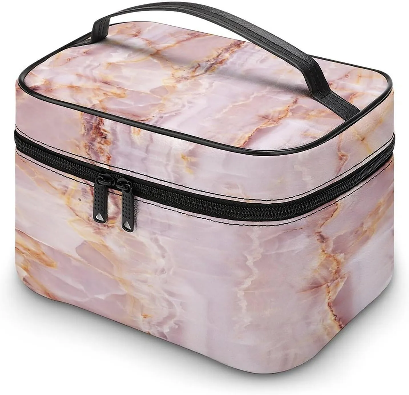 Women Leather Cosmetic Bag, Zipper Makeup Case Purse Holder Pouch Handbag