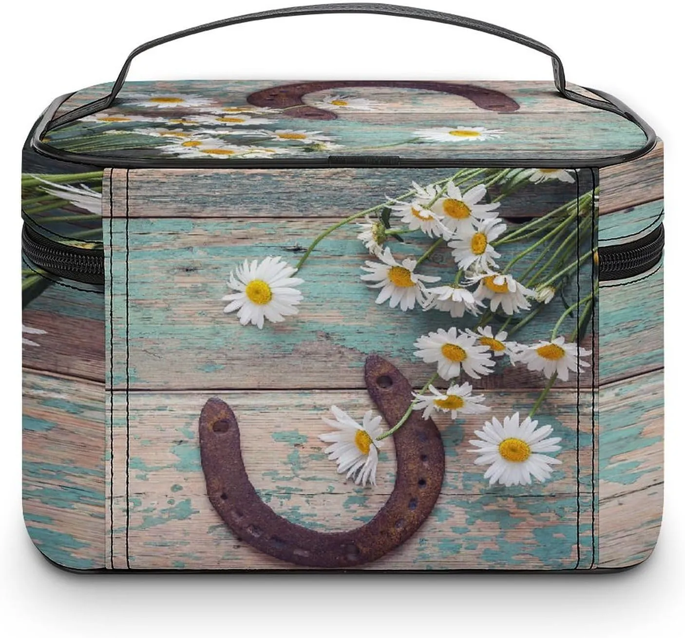 Women Leather Cosmetic Bag, Zipper Makeup Case Purse Holder Pouch Handbag