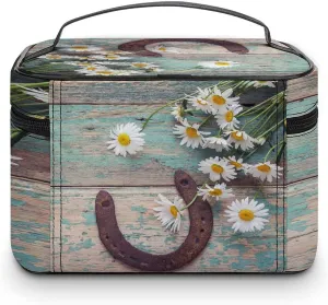 Women Leather Cosmetic Bag, Zipper Makeup Case Purse Holder Pouch Handbag