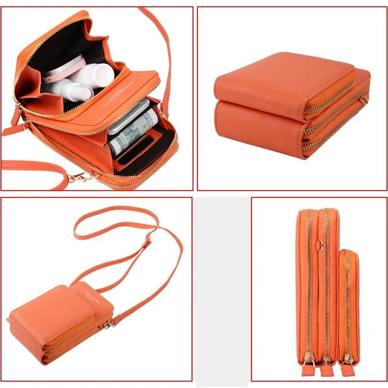 Women Pu Mobile Phone Shoulder Bag Large Capacity