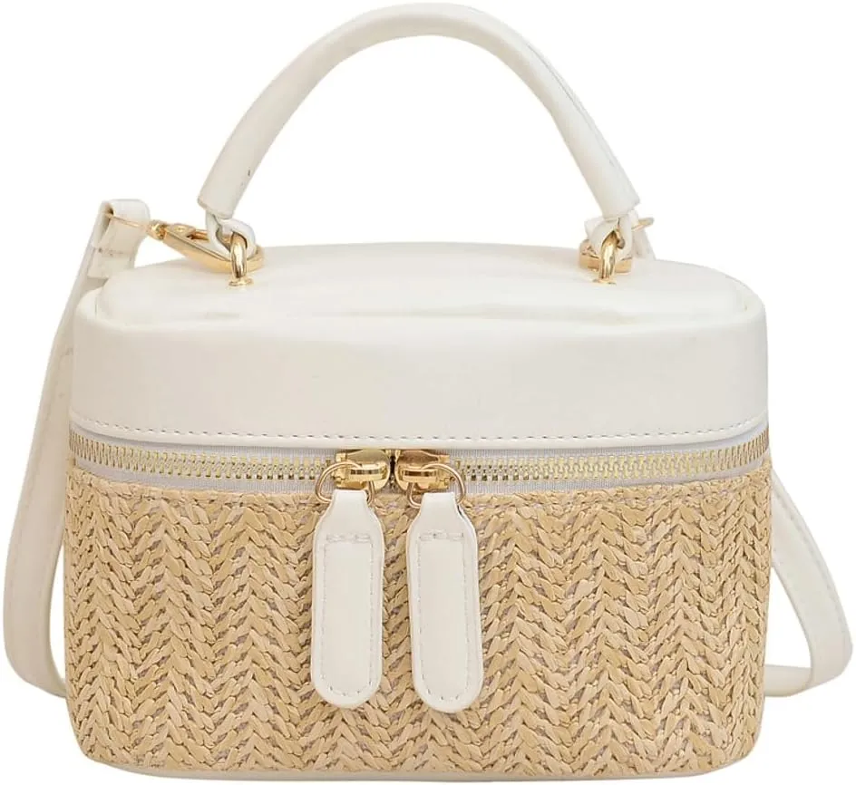 Women Small Summer Beach Tote Shoulder Bags Handwoven Straw Summer Crossbody Bag Makeup Purse Handbags
