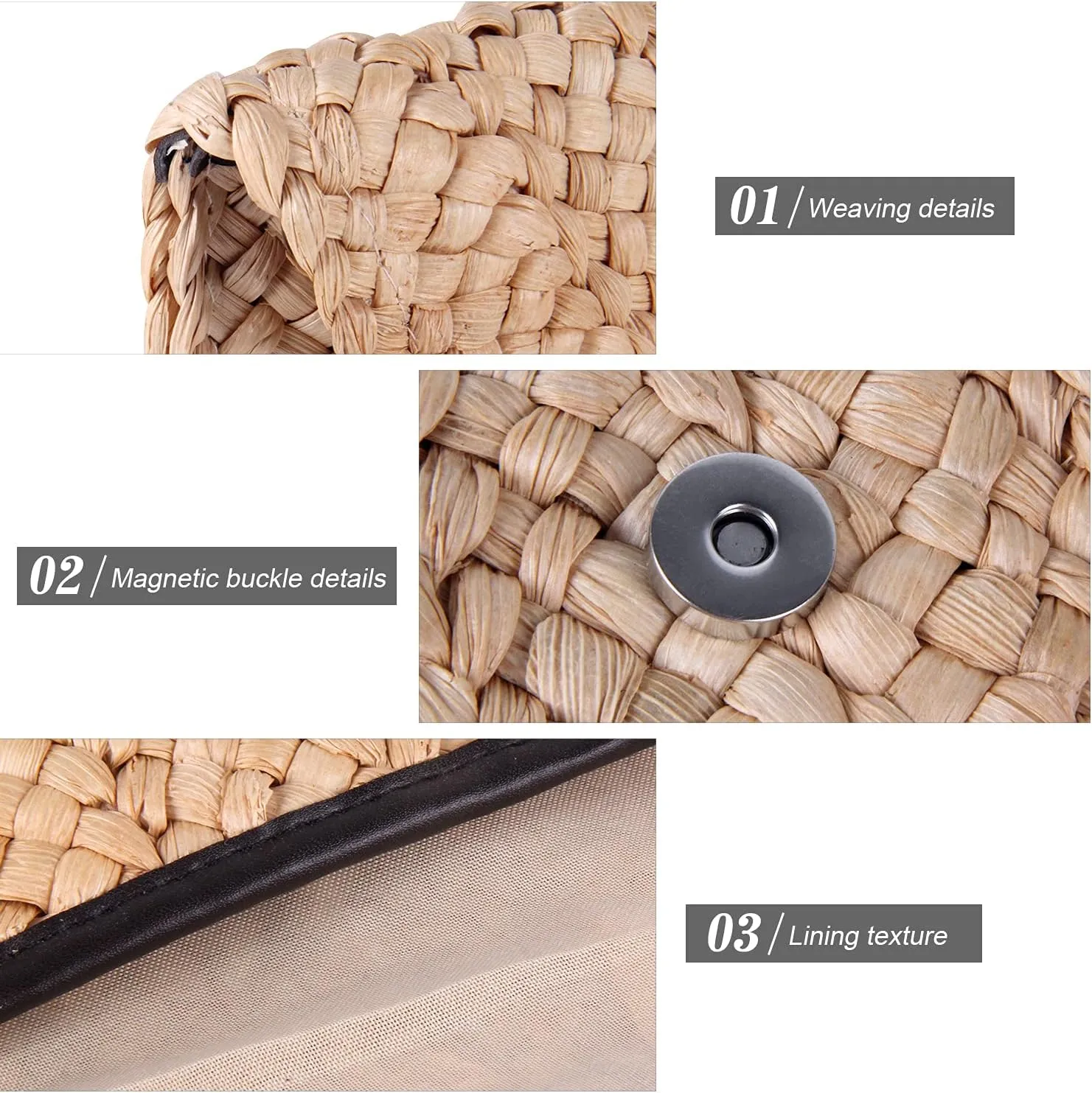 Women Straw Clutch Purse Handbag Straw Shoulder Bag Summer Beach Bag Woven Bag Envelope Purse Wallet