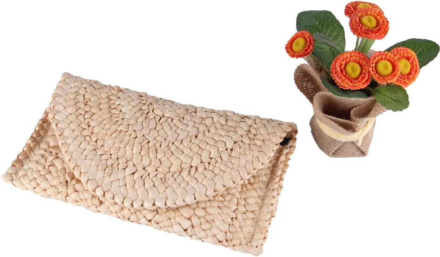 Women Straw Clutch Purse Handbag Straw Shoulder Bag Summer Beach Bag Woven Bag Envelope Purse Wallet