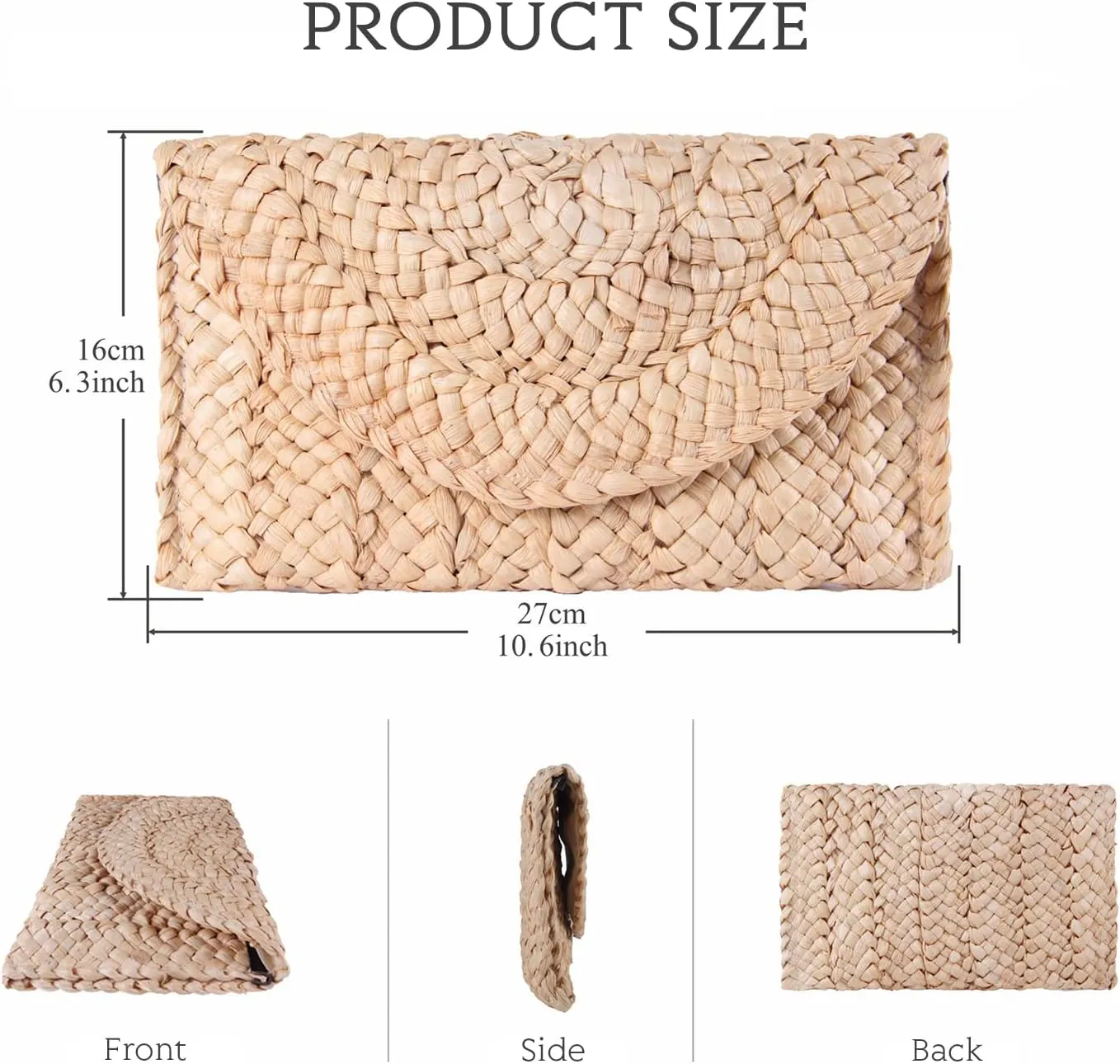 Women Straw Clutch Purse Handbag Straw Shoulder Bag Summer Beach Bag Woven Bag Envelope Purse Wallet