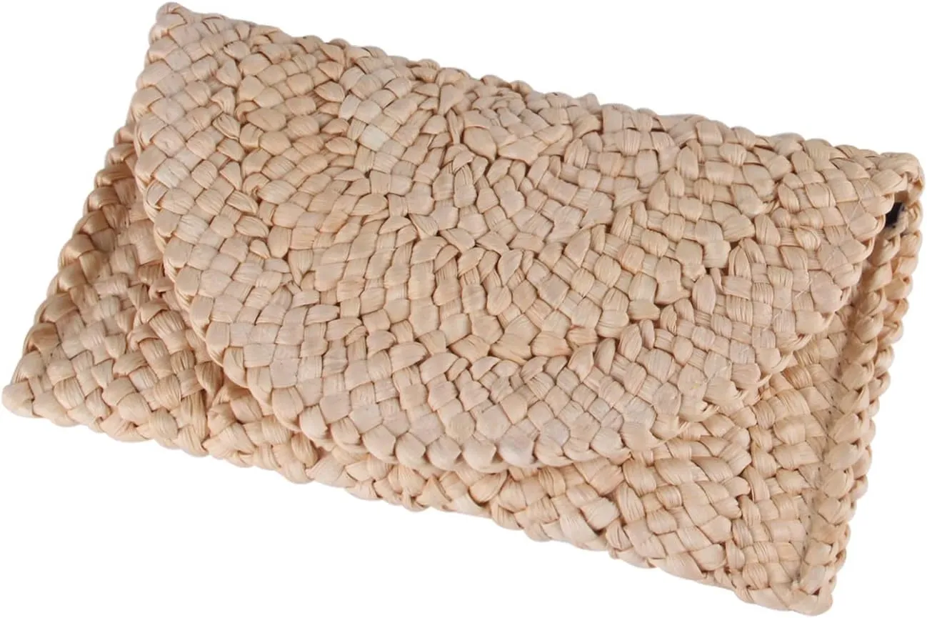 Women Straw Clutch Purse Handbag Straw Shoulder Bag Summer Beach Bag Woven Bag Envelope Purse Wallet