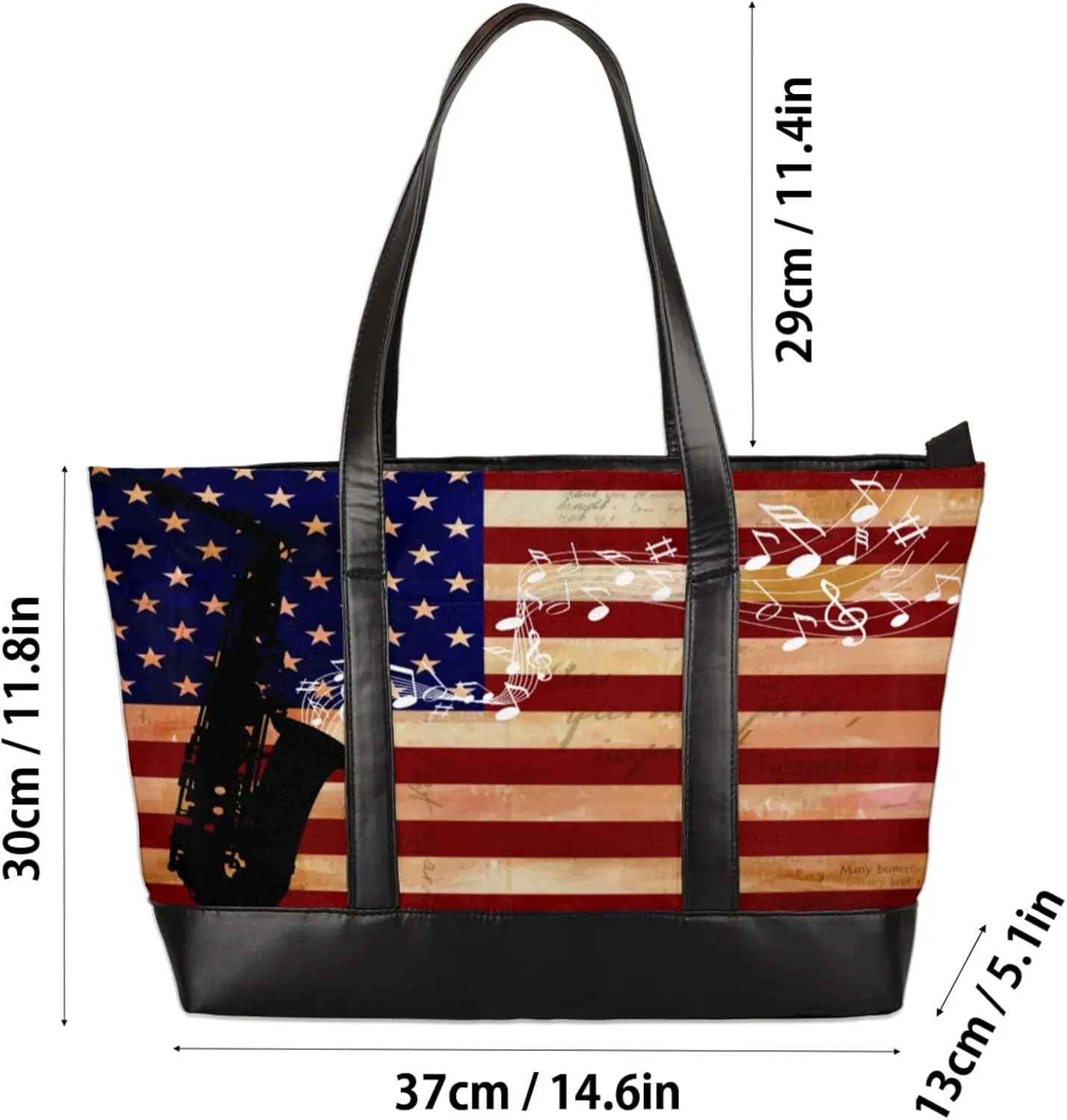 Women Tote Bag with Zipper, Shopper Handbag Travel Purse, PU Leather Laptop Tote Bags, Weekender Tote Bags