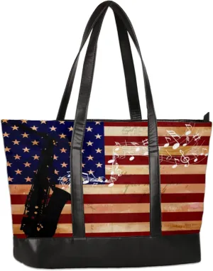 Women Tote Bag with Zipper, Shopper Handbag Travel Purse, PU Leather Laptop Tote Bags, Weekender Tote Bags