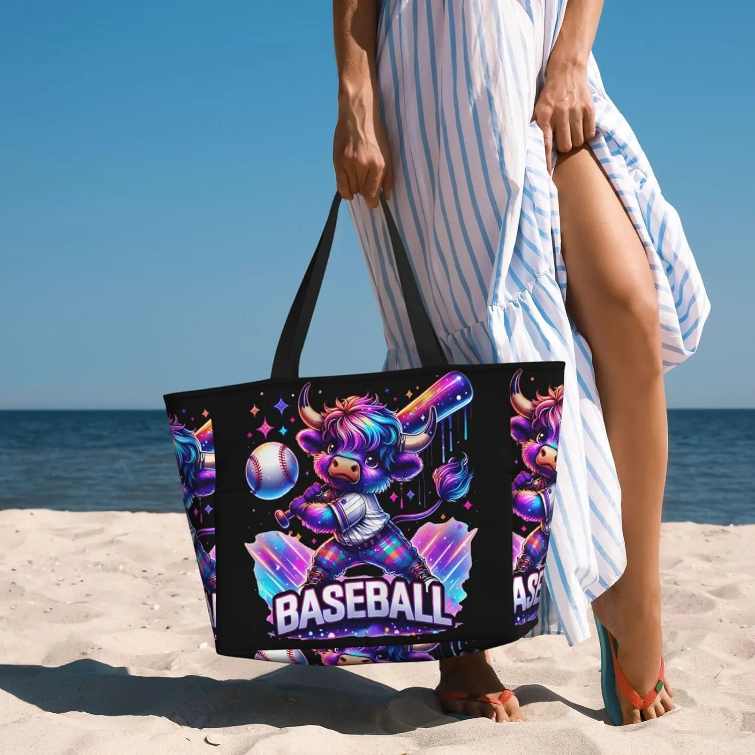 Women's Beach Tote Bag Large Waterproof Travel Bags with Pockets Sandproof Handbag for Camping Gym Pool