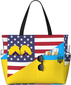Women's Beach Travel Bags Large Waterproof Tote Bag with Pockets Sandproof Handbag for Beach Gym Vacation