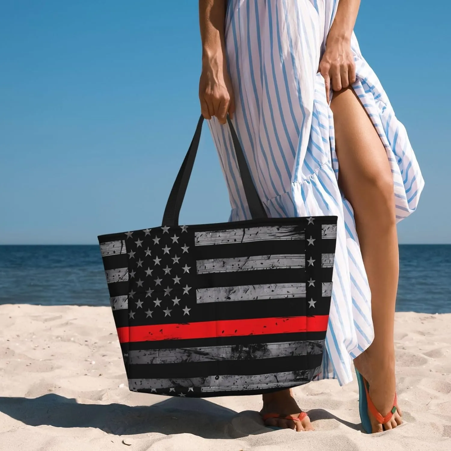 Women's Beach Travel Bags Large Waterproof Tote Bag with Pockets Sandproof Handbag for Beach Gym Vacation