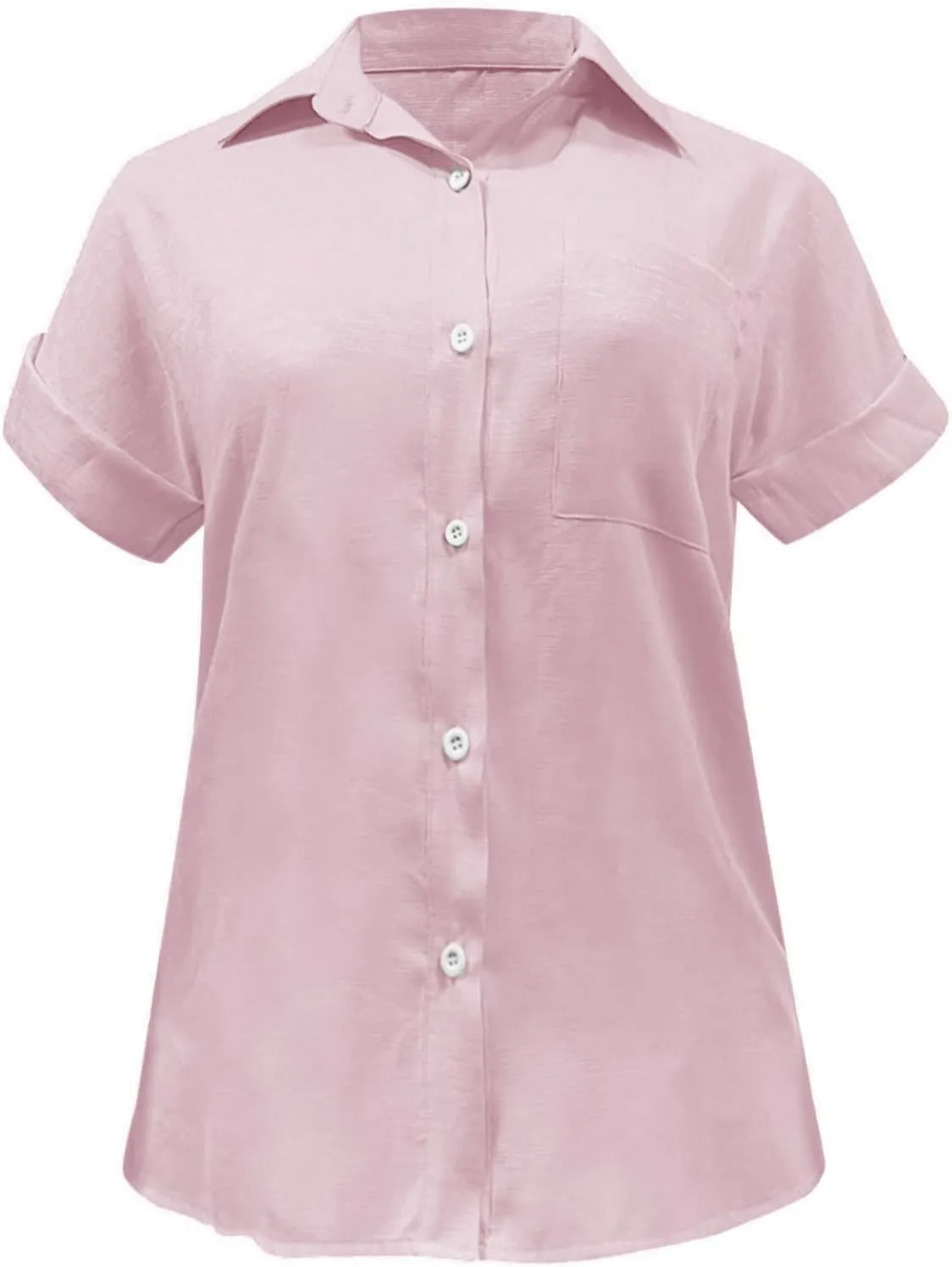 Womens Button Down Shirt Cotton and Slub Long Sleeve Pocket Button Tee Casual Popular Blouse Tops(S 3XL) Womens Top