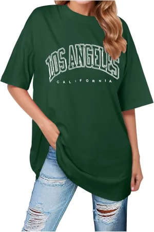 Women's Cute Los Angeles California Tshirt 2025 Trendy Going Out Loose Fit Tops Casual Half Sleeve Summer Oversized