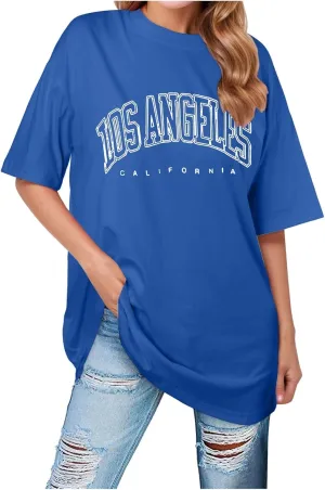 Women's Cute Los Angeles California Tshirt for Women Trendy Summer Loose Workout Tops 2025 Oversized Tees Shirts Y2K