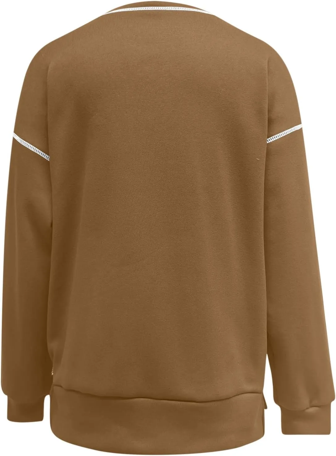 Womens Fashion Hoodless Sweatshirts Crew Neck Long Sleeve Hoodie Fleece Side Zipper Pullover Top 2024 Fall Clothes
