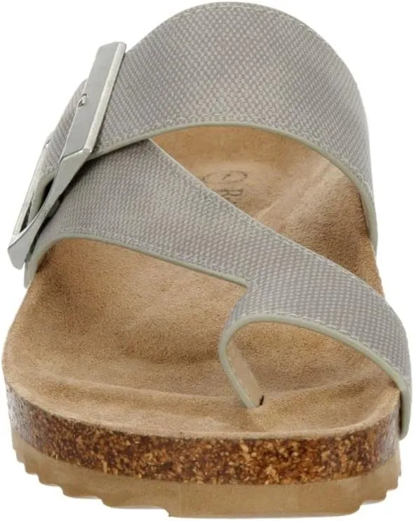 Women's Faux Leather Slip-On Single Band Toe Strap Cork Bed Sandal