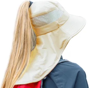 Women's Flap Ponytail UV 50 Packable Mesh Sun Fishing Beach Hiking Oversized XL XXL Hat