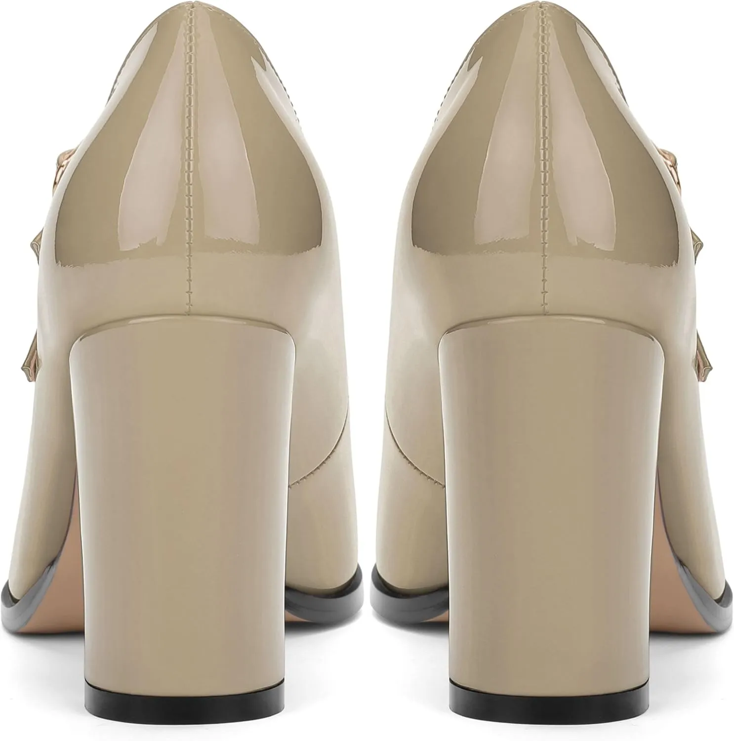 Women's High Heel Mary Jane Single Shoes, Chunky Heel Square Toe Pumps for Women, Closed Toe Work Party Dress Shoes