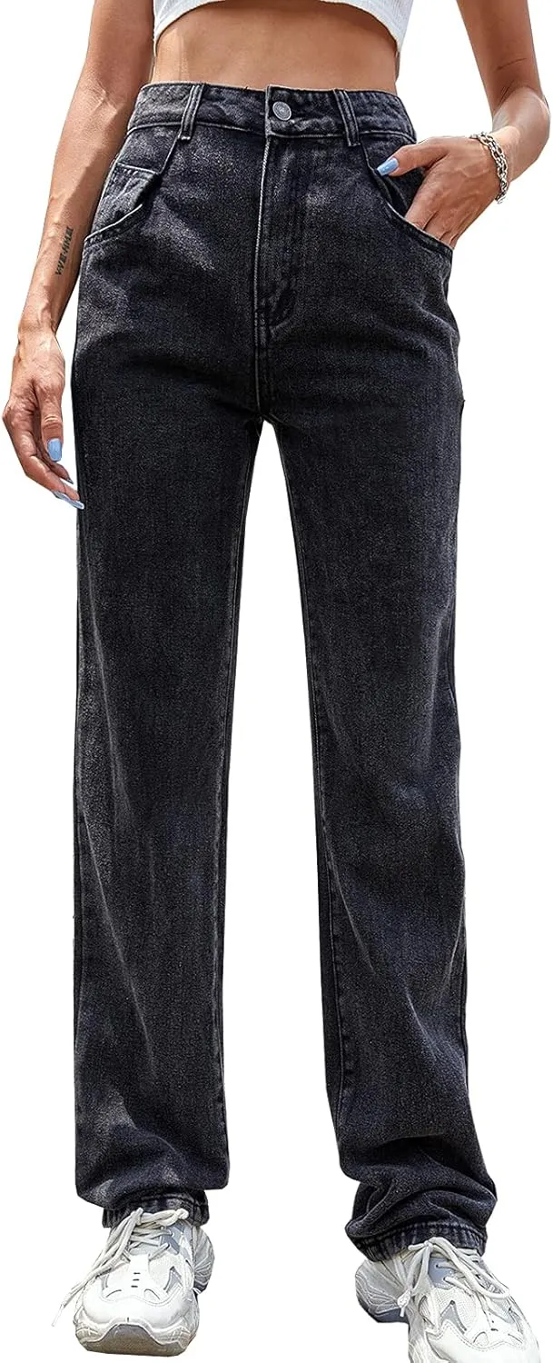 Women's Jeans Regular Relaxed Fit Straight Leg High Waisted Trendy Vintage Boyfriend Juniors Mom Fit Jeans