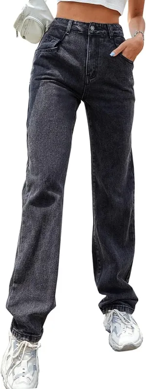 Women's Jeans Regular Relaxed Fit Straight Leg High Waisted Trendy Vintage Boyfriend Juniors Mom Fit Jeans