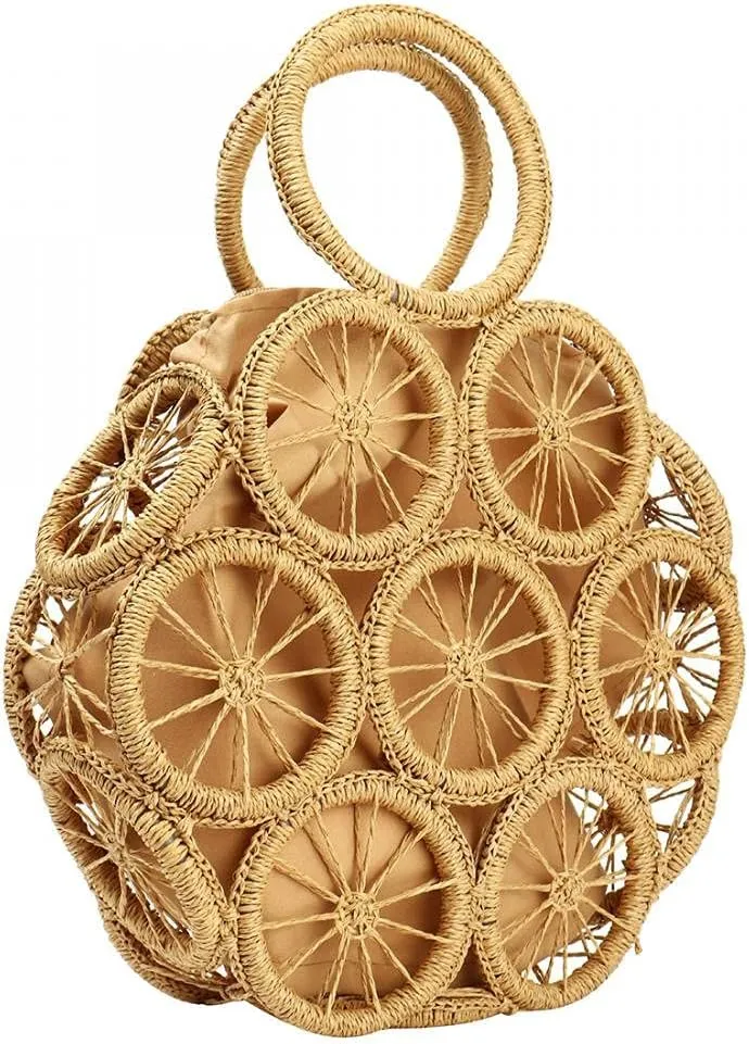 Womens Large Straw Beach Tote Hobo Summer Bag - Handwoven Straw Handbag