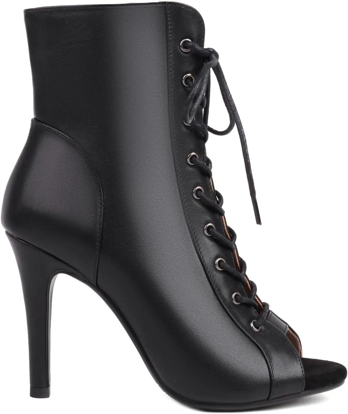 Women's Latin Dance Boots Peep Toe lace-up Ballroom Latin Salsa Ankle Dance Boots