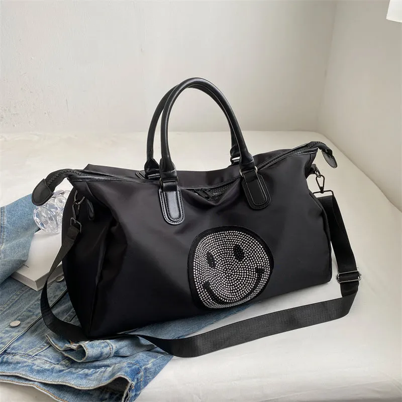 Women's Lightweight Big Business Trip Cartoon Smiley Travel Bags