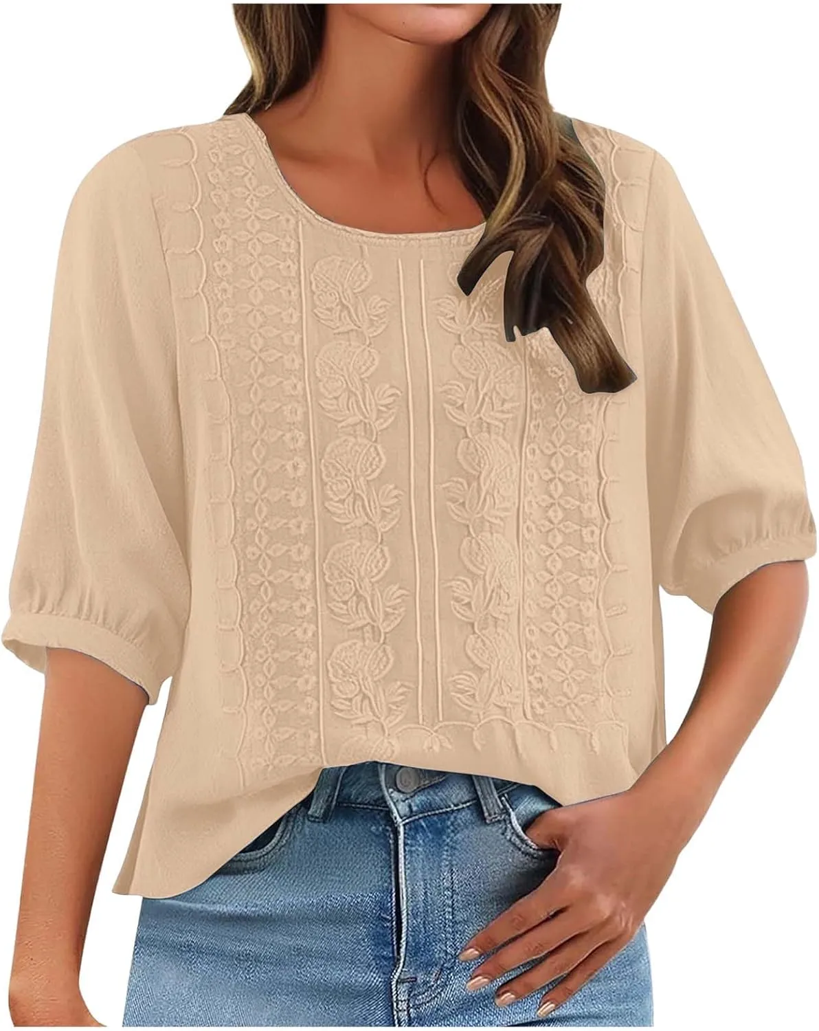 Women's Linen Blouse Tops Summer Shirts Loose Casual Work Tops Blouses Cotton Blouse Linen Shirt Roll Up Sleeve