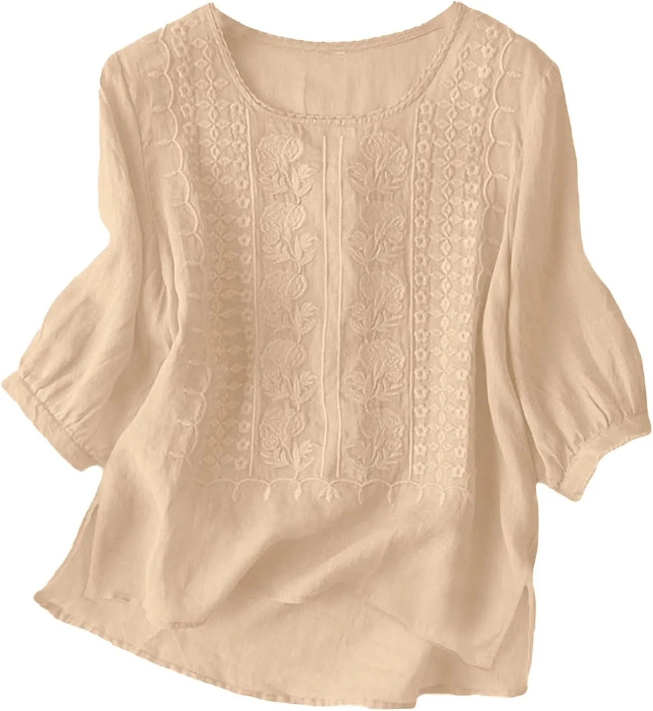 Women's Linen Blouse Tops Summer Shirts Loose Casual Work Tops Blouses Cotton Blouse Linen Shirt Roll Up Sleeve