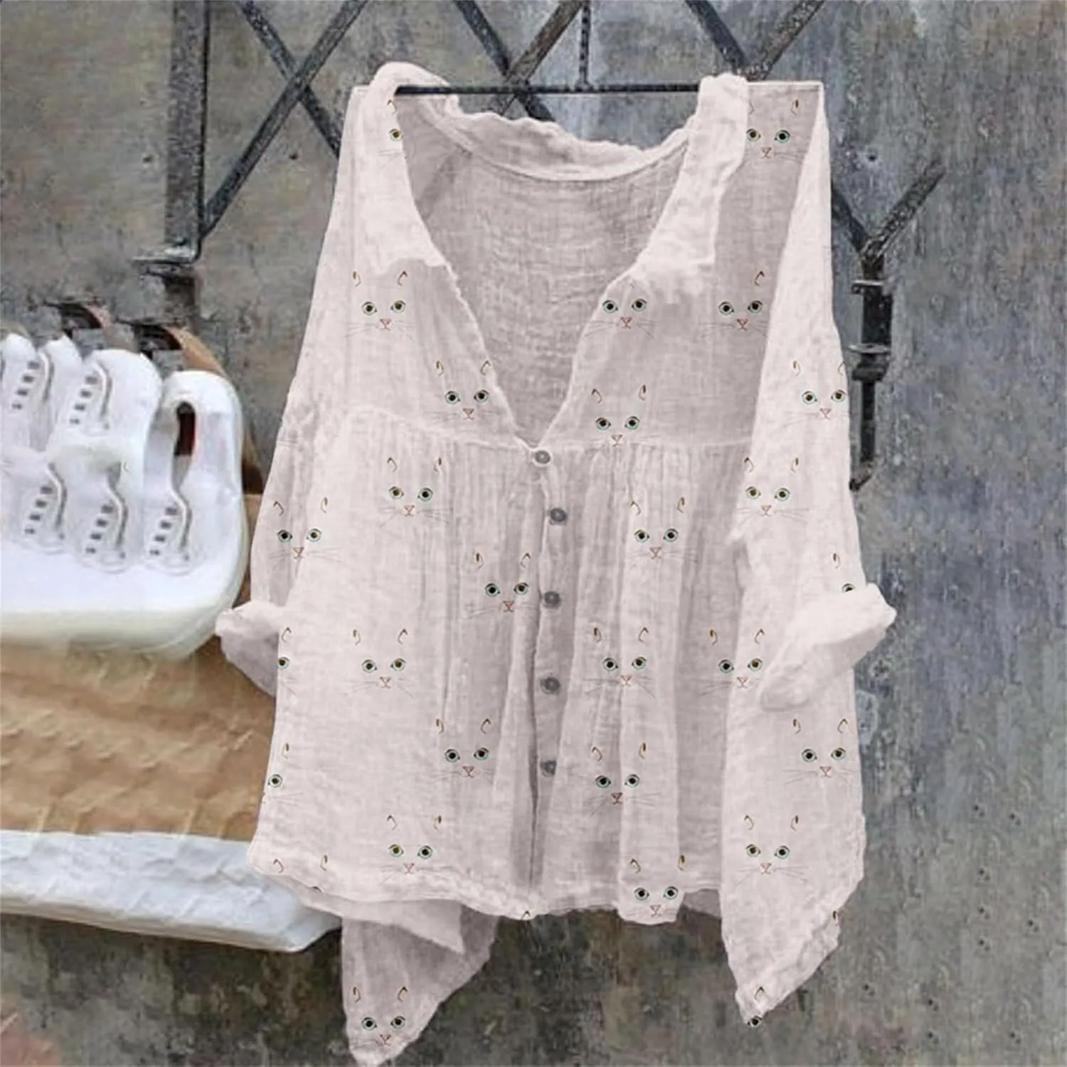 Women's Linen Shirts 2024 Linen Short Sleeved Shirt White Shirt Women Shirts for Women White Dress Shirt Shirts for