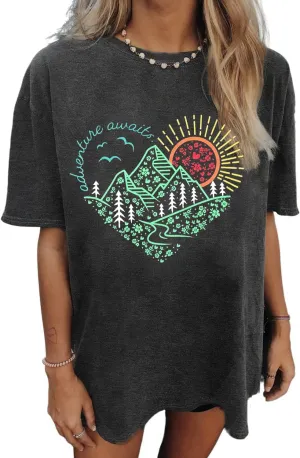 Womens Oversized Tshirt Flower Graphic Tees Nashville Music Short Sleeve Shirts Summer Casual Loose Beach Tops