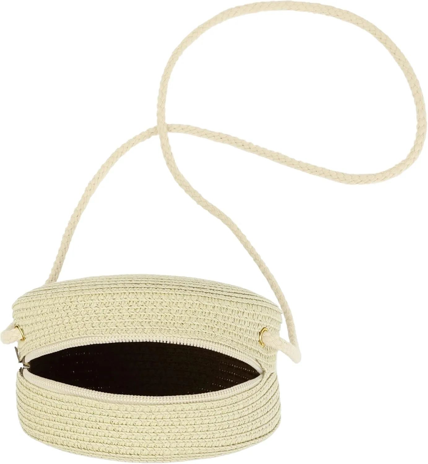 Womens Small Round Straw Crossbody Bag Beach Shoulder Bag Handbag Purse for Summer